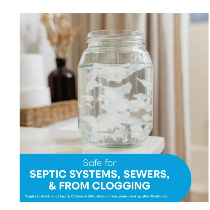 Cottonelle Ultra Clean Toilet Paper, Strong Toilet Tissue, 12 Mega Rolls
