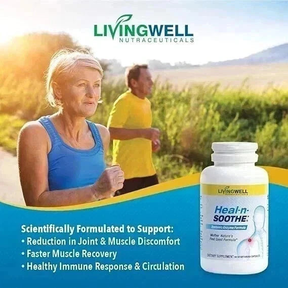 LivingWell Nutraceuticals Heal-n-Soothe Systemic Enzyme Formula 90 Capsules