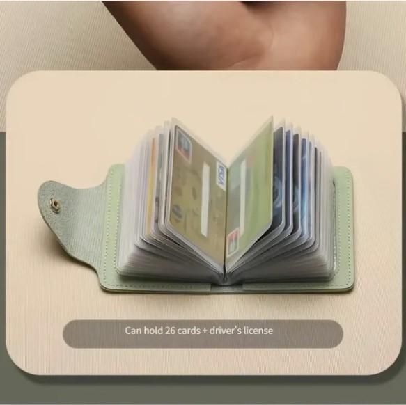 RFID Blocking Credit Card Organizer with Snap Closure in Soft Mint Green Leatherette