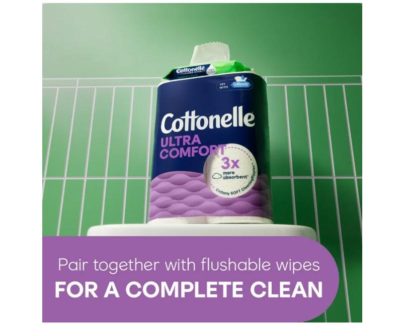 Cottonelle Ultra Comfort Toilet Paper, Soft Toilet Tissue, 12 Mega Rolls