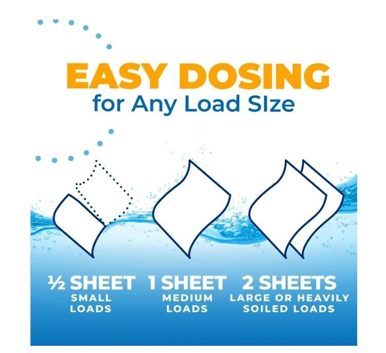 ARM & HAMMER Power Sheets Laundry Detergent, Fresh Breeze 60 ct, up to 120 small loads