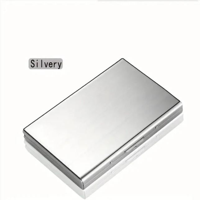 Silver Slim RFID Blocking men's Wallet Sturdy Stainless Steel Credit Card Holder Secure Front Pocket for Men Women Open Closing Function