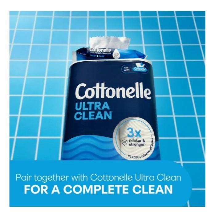 Cottonelle Ultra Clean Toilet Paper, Strong Toilet Tissue, 12 Mega Rolls