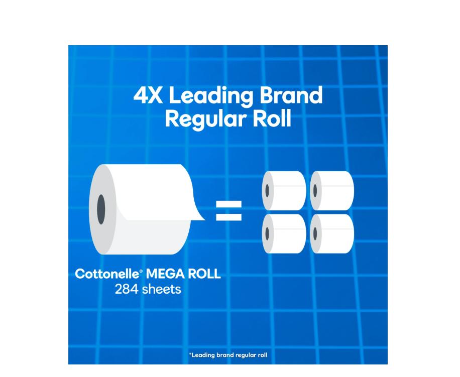 Cottonelle Ultra Clean Toilet Paper, Strong Toilet Tissue, 12 Mega Rolls