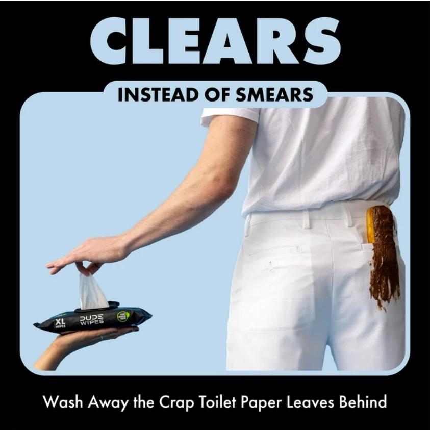 DUDE Wipes Fragrance Free Plus Odor Control, XL Wipes, 48 Count, 5 Pack