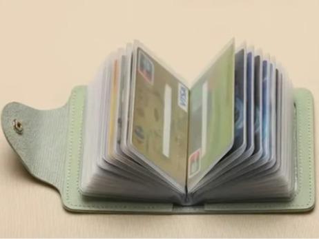 RFID Blocking Credit Card Organizer with Snap Closure in Soft Mint Green Leatherette