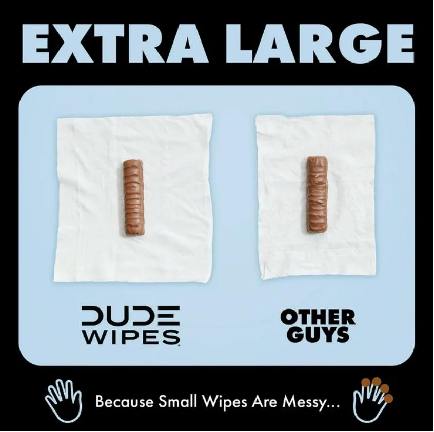 DUDE Wipes Fragrance Free Plus Odor Control, XL Wipes, 48 Count, 5 Pack