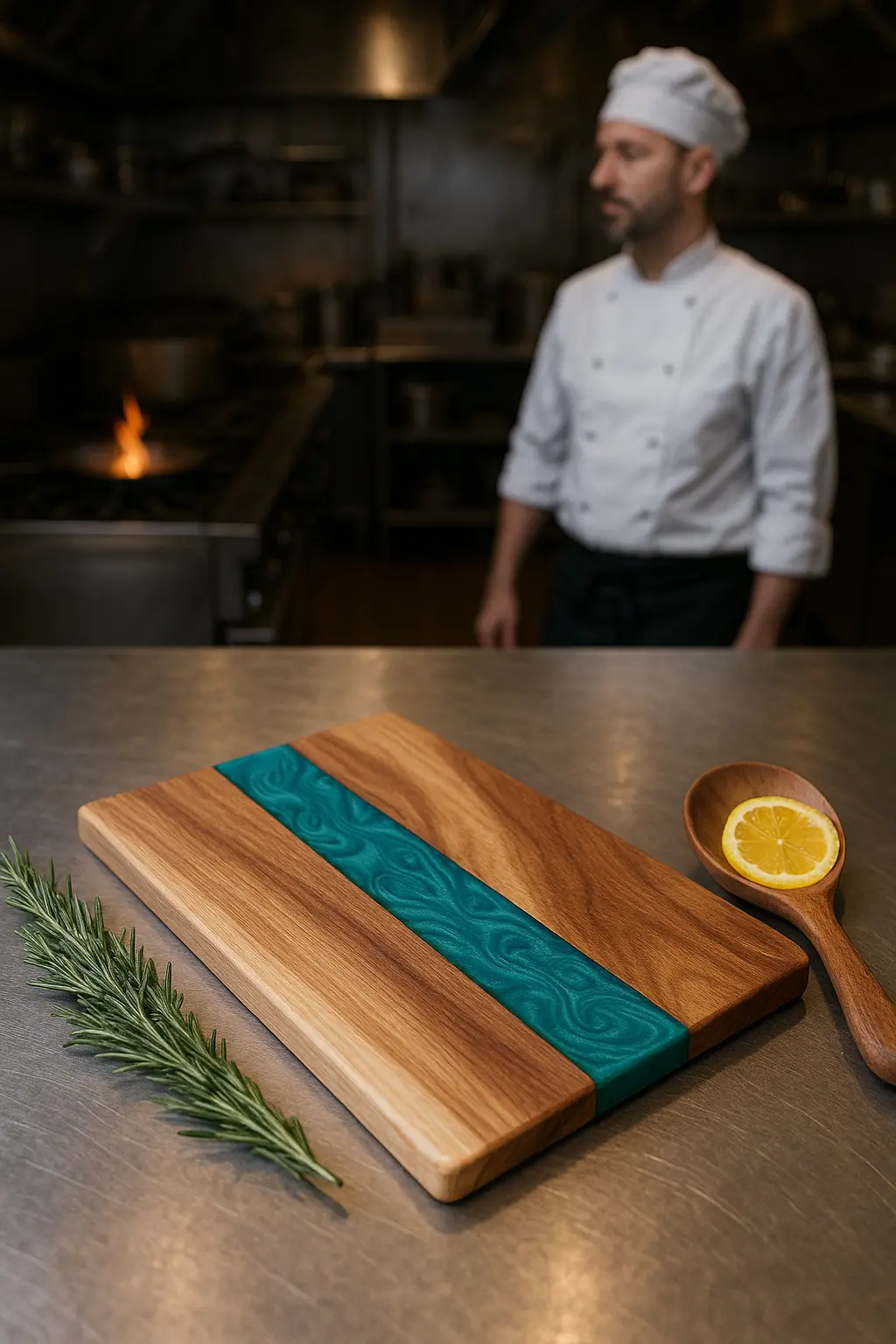 Handmade Walnut & Epoxy Resin Cutting Board – Charcuterie or Serving Tray, Live Edge Style, 18x9" Kitchen Gift
