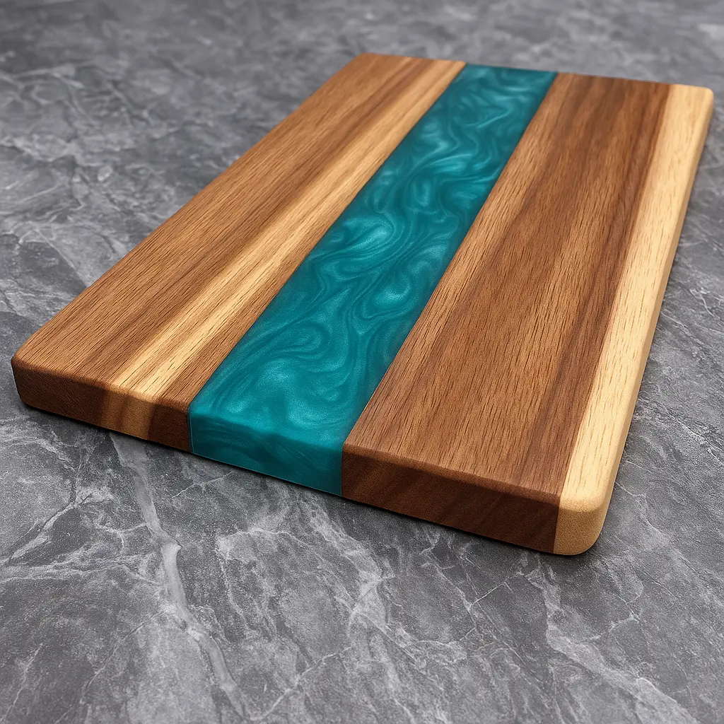 Handmade Walnut & Epoxy Resin Cutting Board – Charcuterie or Serving Tray, Live Edge Style, 18x9" Kitchen Gift